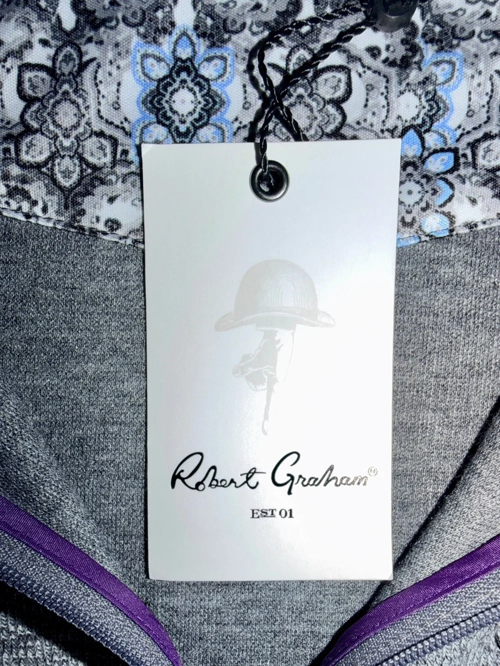 Robert Graham Cariso Luxury Quarter Zip Pullover XL Gray Heathered NWT